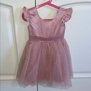 Elegant Pink Kids Flower Girl or Wedding Guest Dress with Ruffled Sleeves